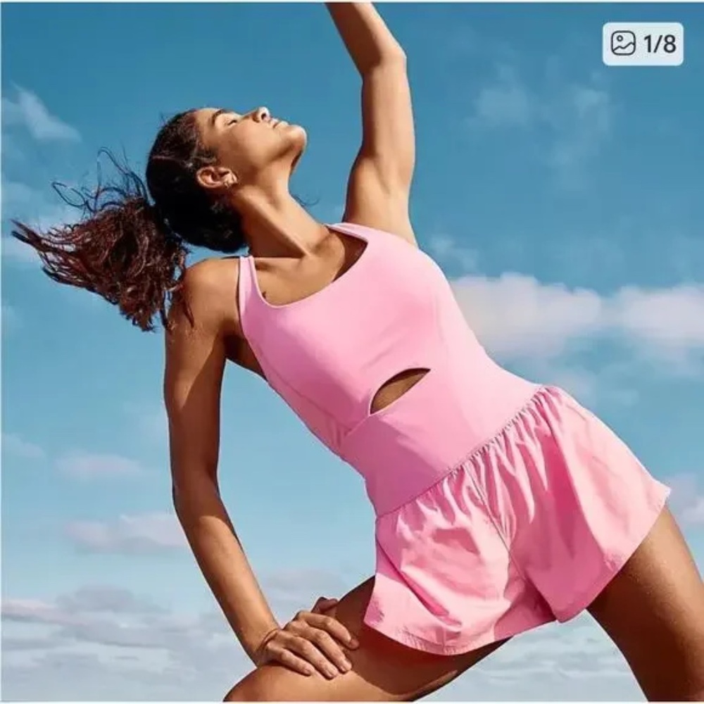 Free People Movement FP Pink Righteous Runsie Romper Pickleball Tennis Medium